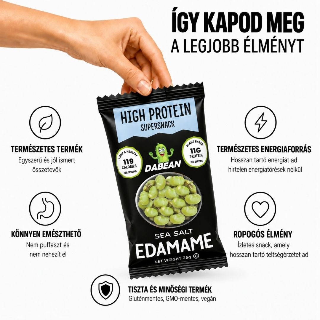 DABEAN tengeri sós edamame csomag és előnyei: természetes, könnyen emészthető, ropogós